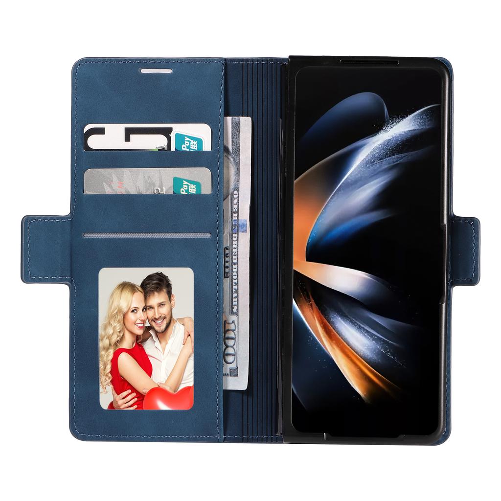 Luxury Retro Leather Phone Case For Samsung Galaxy Z Fold 7 6 5 4 3 Fold7 Fold6 Fold5 Fold4 Wallet Card Slot Magnetic Flip Cover