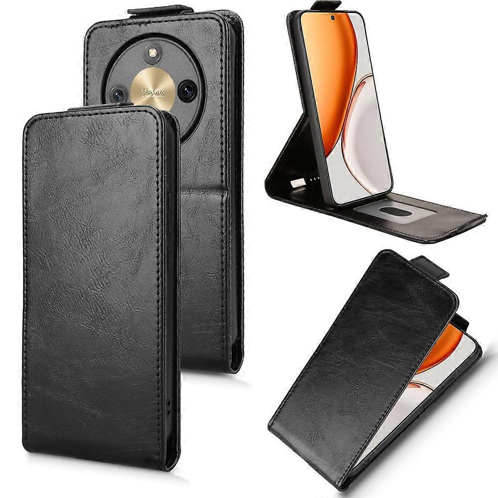 Für Honor Magic 8 Lite Schlanke Business-Stil Einfache Vertikale Brieftasche Flip-Folio Leder Schutzhülle mit Kartenfach für Männer Frauen