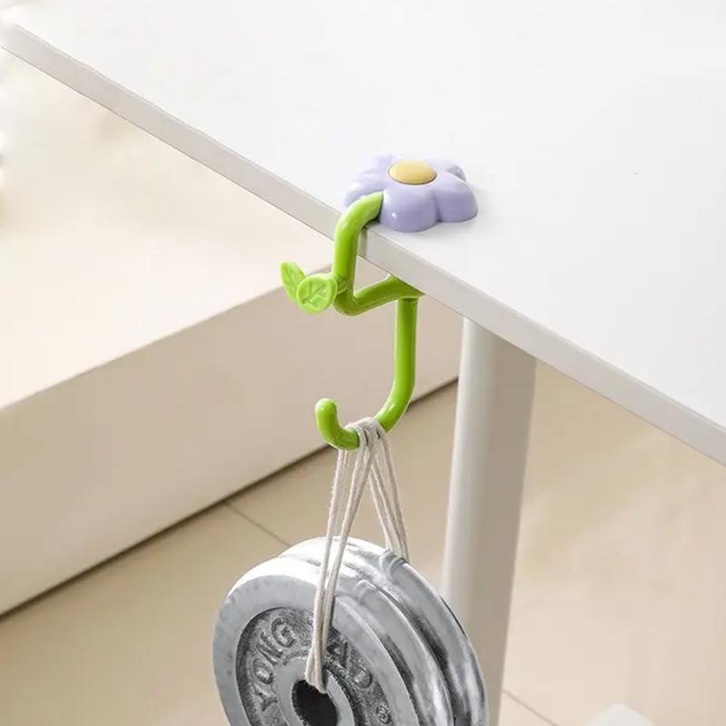 Desktop Storage Hook Flower-Shaped Adjustable Hook Desk Edge Hook Removable For Office Headphones Backpacks