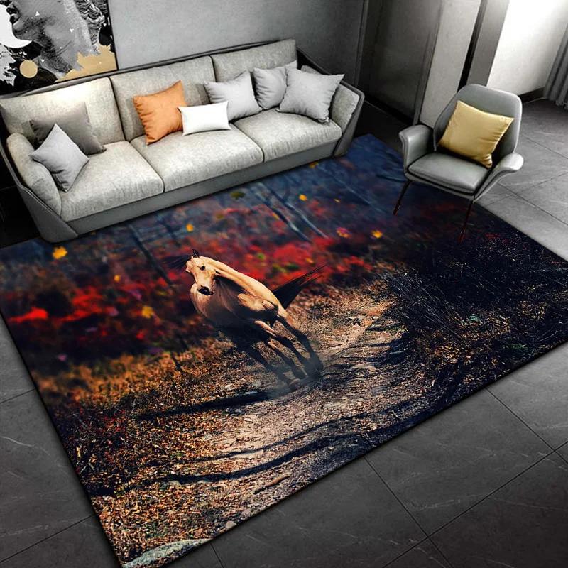 Horse Pentium Art Print Carpet Children's Play Room Carpet Living Room Bedroom Carpet Anti-slip Door Mat Birthday Gift  Sonic