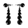 Elegant French Black Agate Gradient Beaded Stud Earrings - Autumn/Winter Cold Style