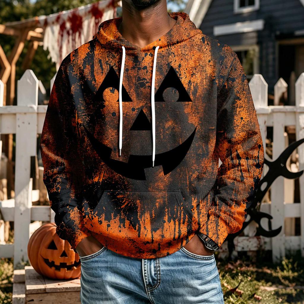 Men's Halloween Hoodie with Pocket, Casual Comfortable Pullover Sweatshirt for Everyday Wear