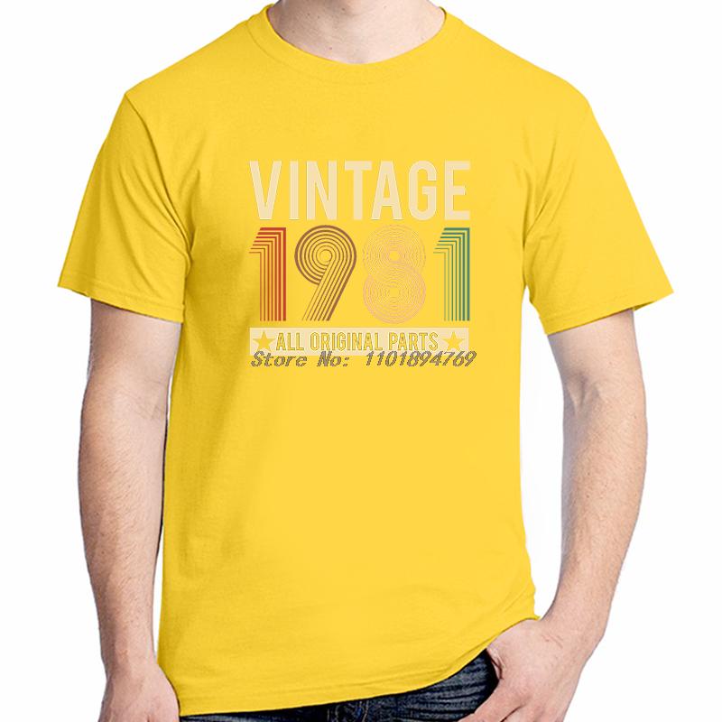 Vintage 1981 Original Parts Funny Birthday Fashion Graphic T Shirts Cotton Short Sleeve Tshirts High Quality Unisexs Clothes