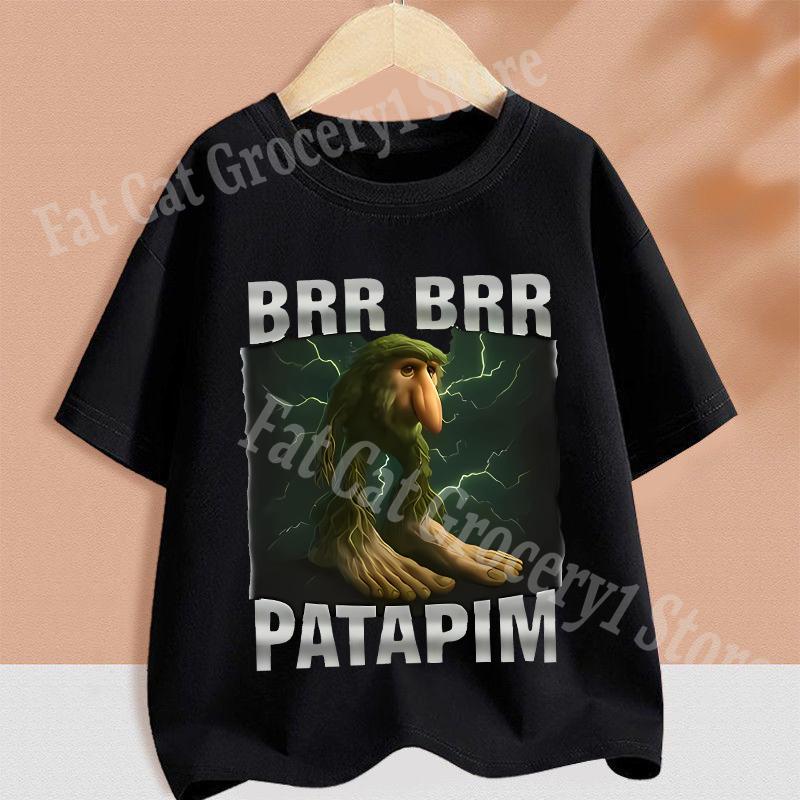 Kids T-shirt Summer Short Sleeve Tungtung Sahur Brainrot Cartoon Children Tees Tops Boys Girls Clothes