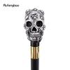 Silver Resin Skull Head Walking Cane Fashion Decorative Steel Stick Gentleman Elegant Cosplay Cane Knob Crosier 93cm