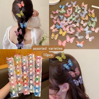 10 bunte zufällige Schmetterlings-Haarspangen, süße und niedliche Haaraccessoires, geeignet für den täglichen Gebrauch