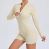 Chic One-Piece Zip Jumpsuit - Long-Sleeve, Backless Yoga Outfit & Sexy Fitness Wear