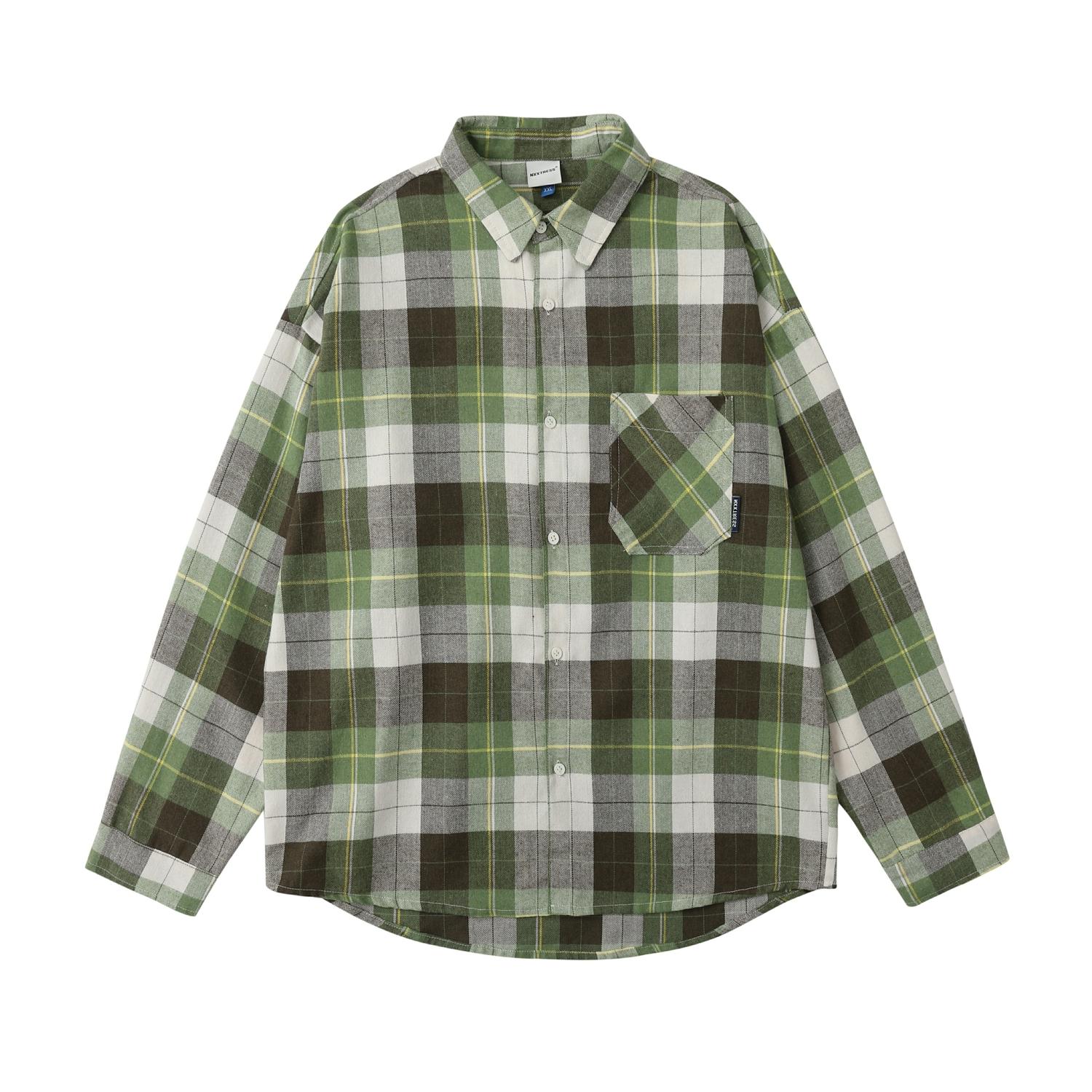 

Рубашка с длинным рукавом в клетку Happy Green, мужская, весна-осень 2025, новый дизайн, повседневная рубашка Sense 3XL зелёный