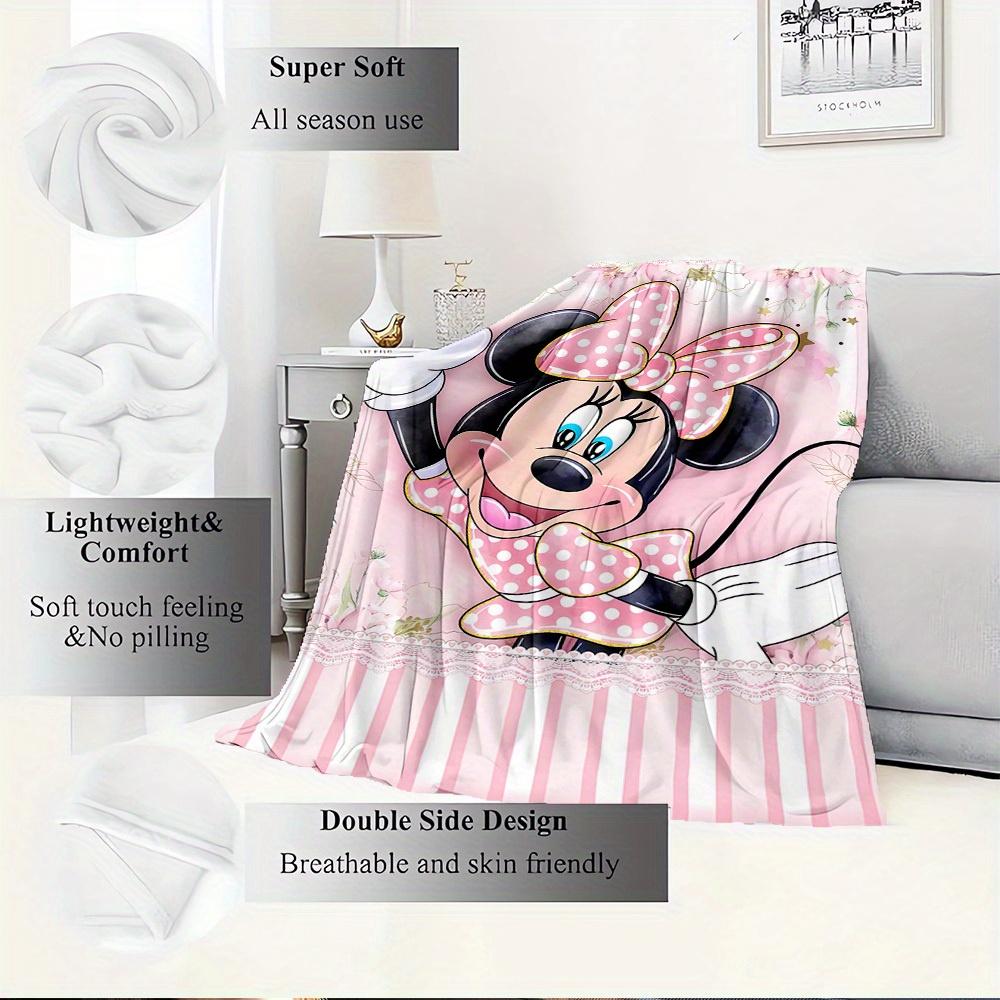 1pc Velvet Bedding Throw Blanket - Cute Minnie Mouse Design, Soft and Warm for Couch Cover,