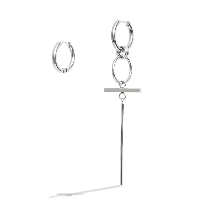 

[Puente] earrings men s ladies cross cross cross earrings hoop earrings stainless binaural set hoop ring 18G long earrings sway hanging down ring