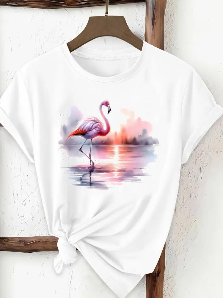 (Asian Size) Watercolor Flower Floral Women Clothing T Shirt Woman Print Tee Top Fashion Female Short Sleeve Graphic T-shirts