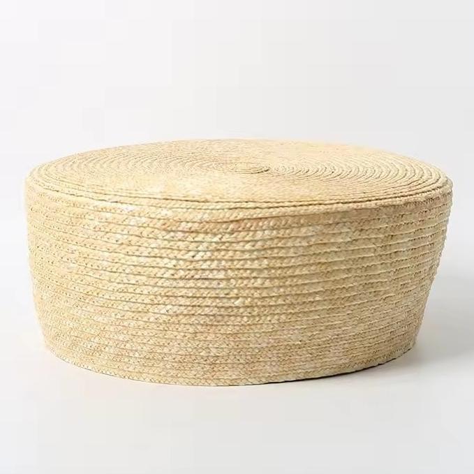 Ins Blogger Natural Straw Pillbox Hat Flat Berets Women HandWoven Sun Hat Summer Circle Concave Top Church Derby Party Beach Cap