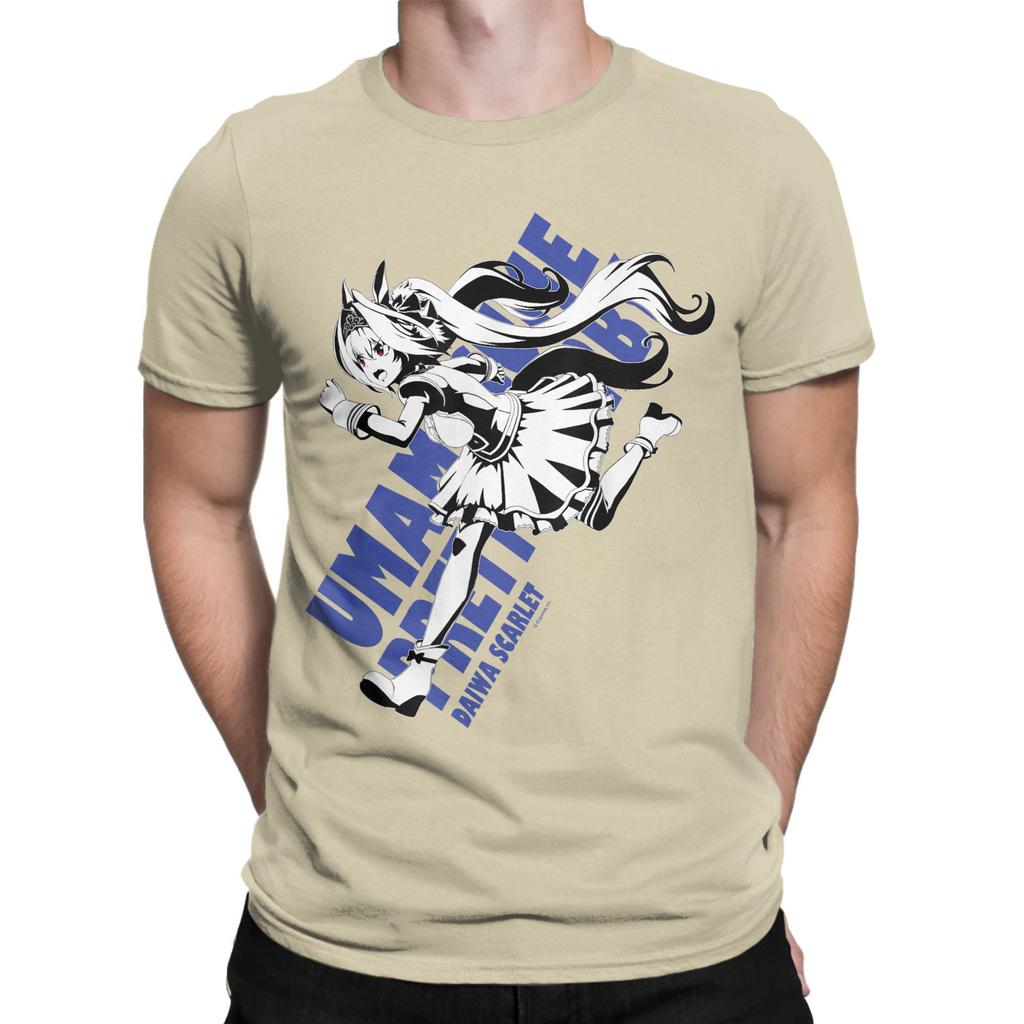 Awesome Umamusume Pretty Derby Daiwa Scarlet T-Shirt Men Round Collar 100% Cotton T Shirt  Short Sleeve Tees Summer Clothing