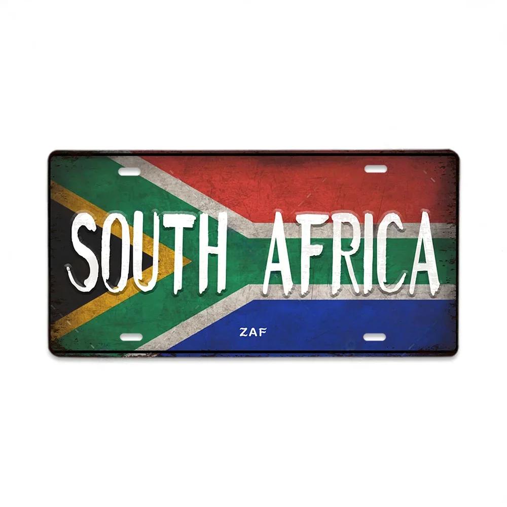 HD Metal Tin Sign World National Flags License Plate Style Vintage Retro Wall Art Decor for Home Bar Garage
