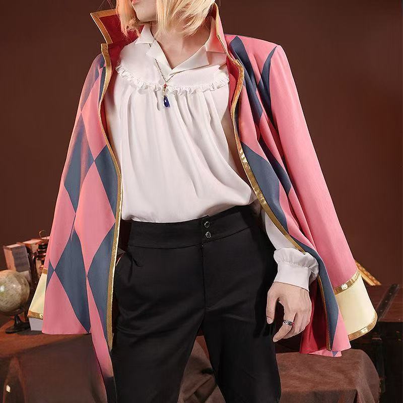 Howl Cosplay Costume Anime Full Set With Jacket Shirt Pants Necklace Earnings For Halloween Comic Con Big Size Howl Outfits