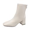 Martin Boots Women's New Women's Boots Winter Square Head Rear Zipper Short Boots Women's Thick Heel Medium Heel Boots Women's 6cm