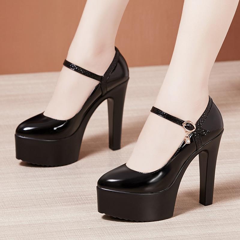 Women's Patent Leather Wedding Shoes Platform Shallow Mouth Women Pumps Concise Super High Heels Party Shoes Female