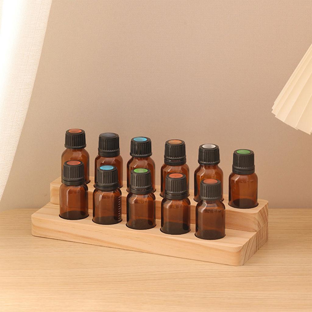 Space Saving 12 Compartment Essential Oil Shelf Durable Double Deck Display Holder For Spa And Personal Collection