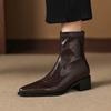 Krazing Po Microfiber Winter Pointed Toe Size 33 Western Boots Size 43 Concise Style Beauty Lady Med Heels Ankle Boots