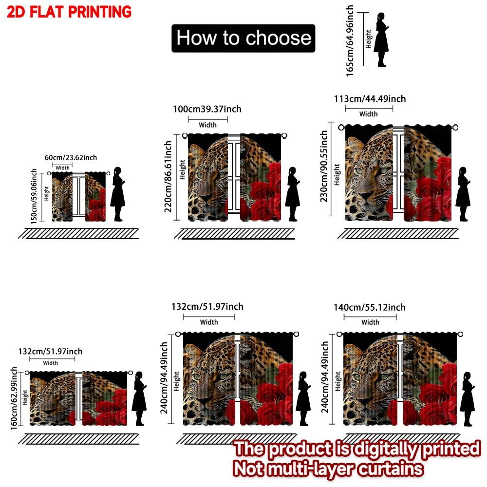 Flat Printing Happy Valentine Day Party Curtains Red Rose Cheetah Digital Printed Polyester Drapes Festive Set Of 2 Made