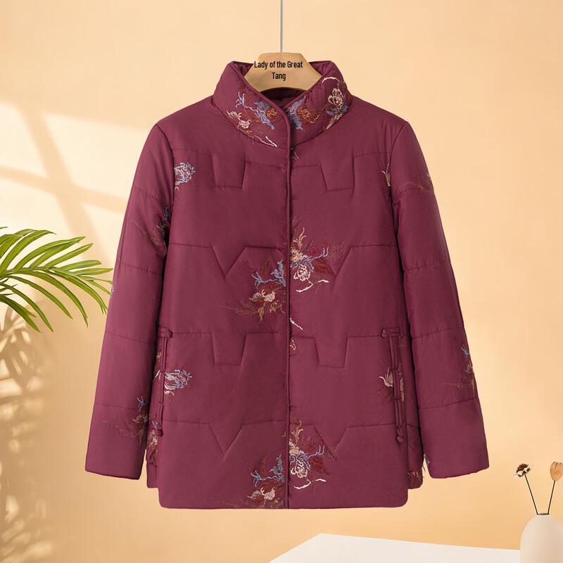 Elderly Women's Padded Floral Winter Coat