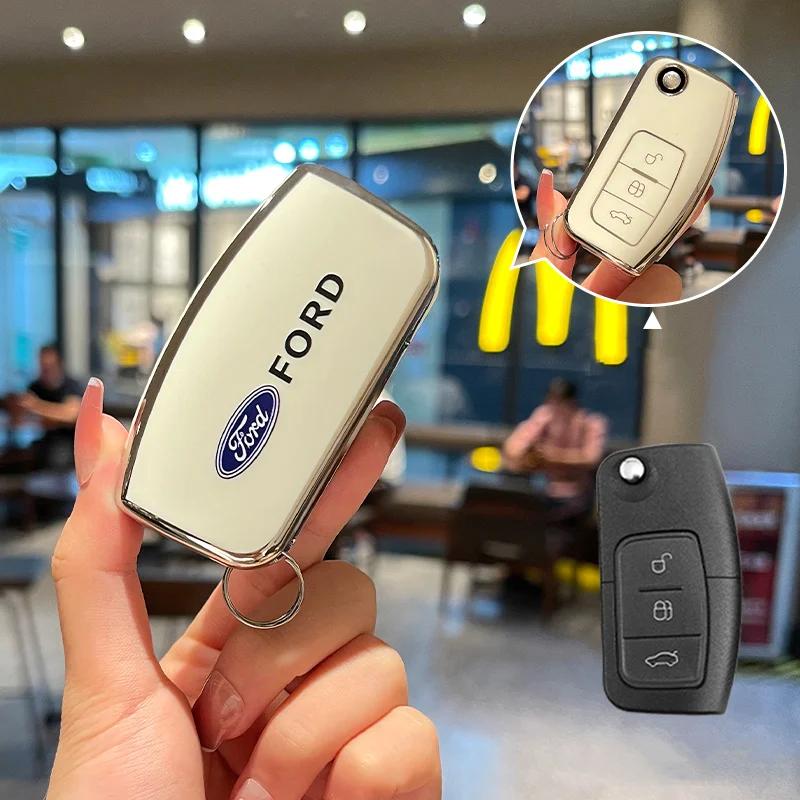 

Car Sticker Ford Car TPU Folding Key Cover Bag Shell Case Keychain Protector For Ford Focus 2 MK2 Fiesta Mondeo Galaxy Falcon Te