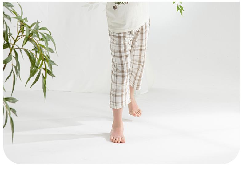 Yingbolun Boys' Home Clothes 2026 Summer Lyocell Pajamas Children's Seven Sleeve Air Conditioning Clothes Set Thin