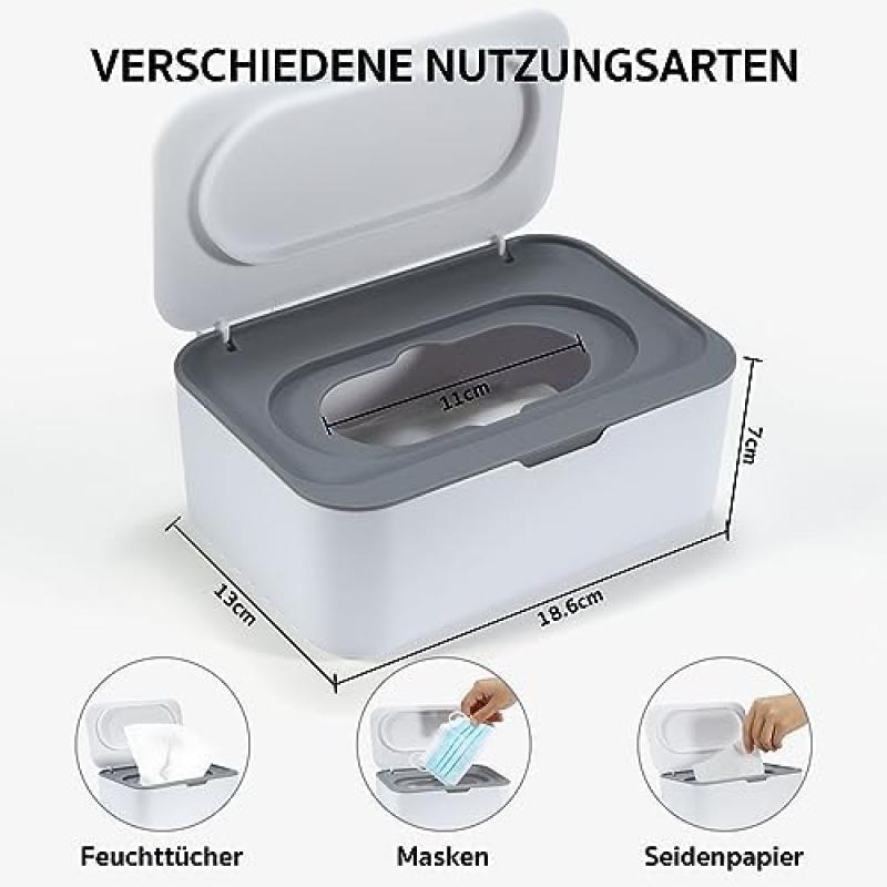 Baby Wipes Dispenser with Lid, Portable Wipes Container for Home and Office, Moisture-Lock Design, Beige Wet Wipes Box