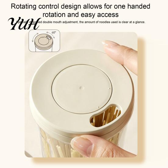 Cereal Storage Bin Airtight Spaghetti Container, Clear PP Rotate Open Noodle Organizer, Freshness Locking Lid Moisture Proof Food Preservation for Dry