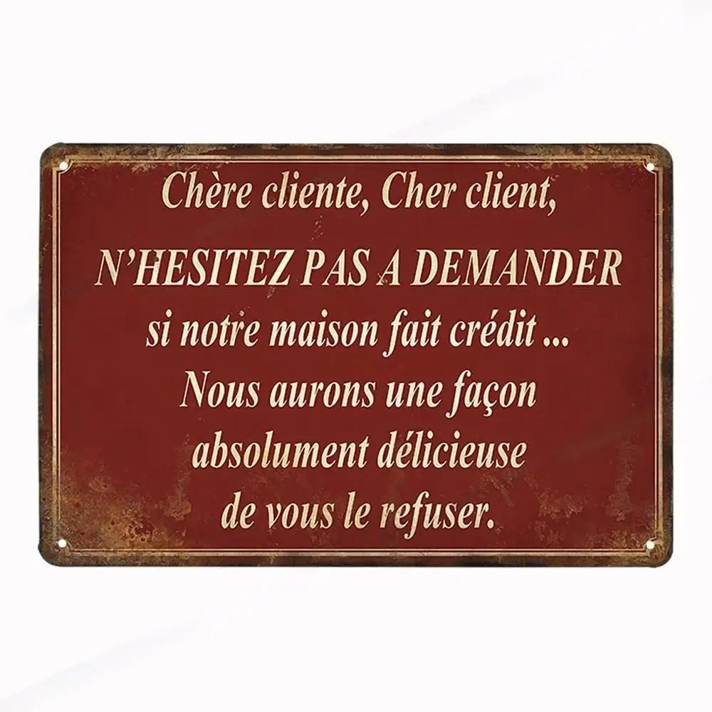 French Vintage Metal CUISINE Signs Decor Posters Plaque Retro Tin Sign Bar Pub Club Wall Decor Painting Decorative Plate