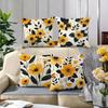 Modern Yellow Black Floral Pillow Covers, Minimalist Flower Art Throw Pillow Cases, Contemporary Home Decor Cushion Covers