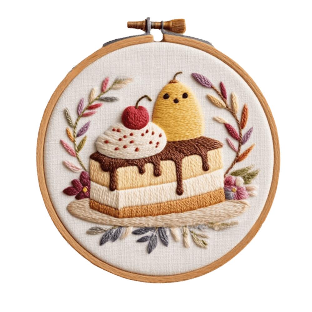

Dessert Bread Dessert Cake Embroidery Kit DIY Thread Needle Stamped Cross Stitch with EN Instructions Stamped Cloth
