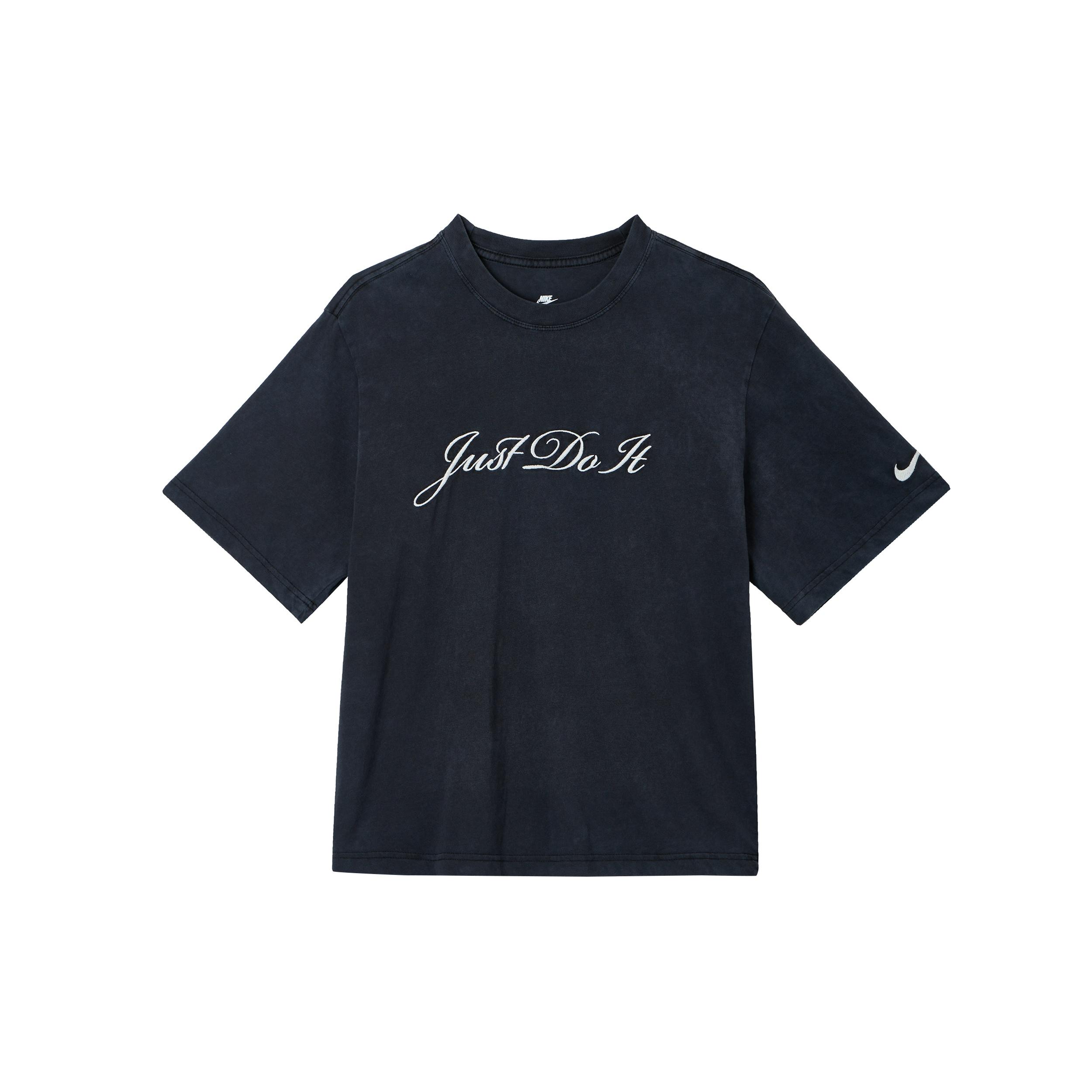 (WMNS) Nike Sportswear Logo T-shirt Asia Sizing Black Women s FZ4886-010 L