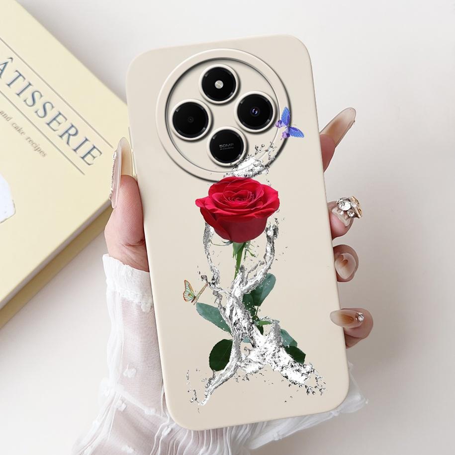 For Xiaomi Redmi 14C 4G Case Poco C75 Fashion Cherry Rose Flower Soft Silicone Cover On Redmi14C Bumper Redmi A4 A3 Pro 5G Funda