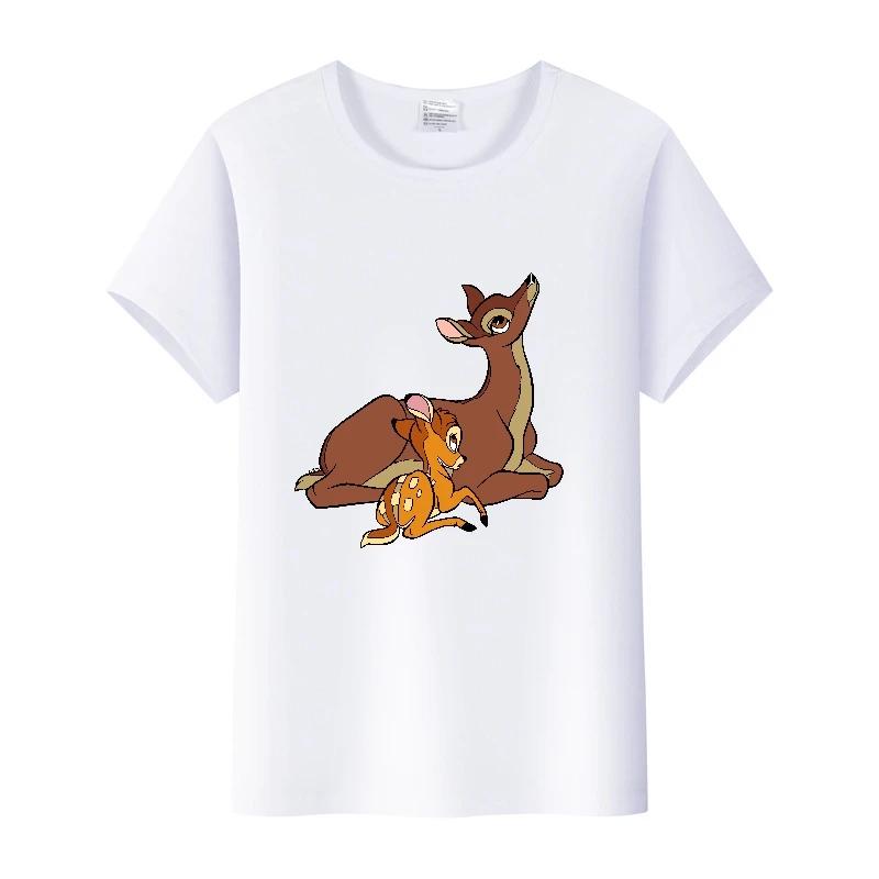 Mode Bluse Disney Cartoon Bambi Mädchen T-Shirts Sommer Crop Tops Ästhetisch Y2K Harajuku Kurzarm Kleidung Für Frauen T-Shirts