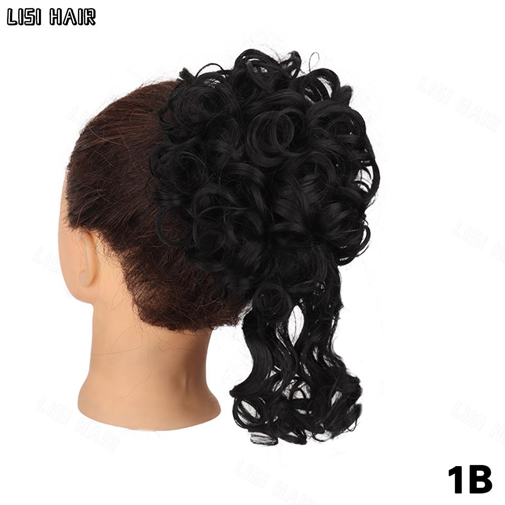 MISS WIG Syntetisk Rotete Knute Kort Krøllete Hestehale Forlengelse Elastisk Snøring Løs Hårknute Hårdeler Forlengelse For Kvinner For Daglig Cosplay-Bruk