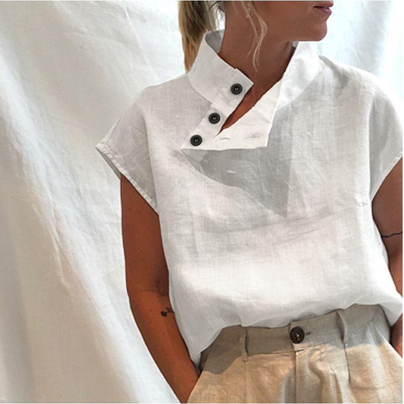 Summer Women's Short-Sleeved Shirt Button Casual Plus Size Loose Lapel Tops Women Casual Shirt Top