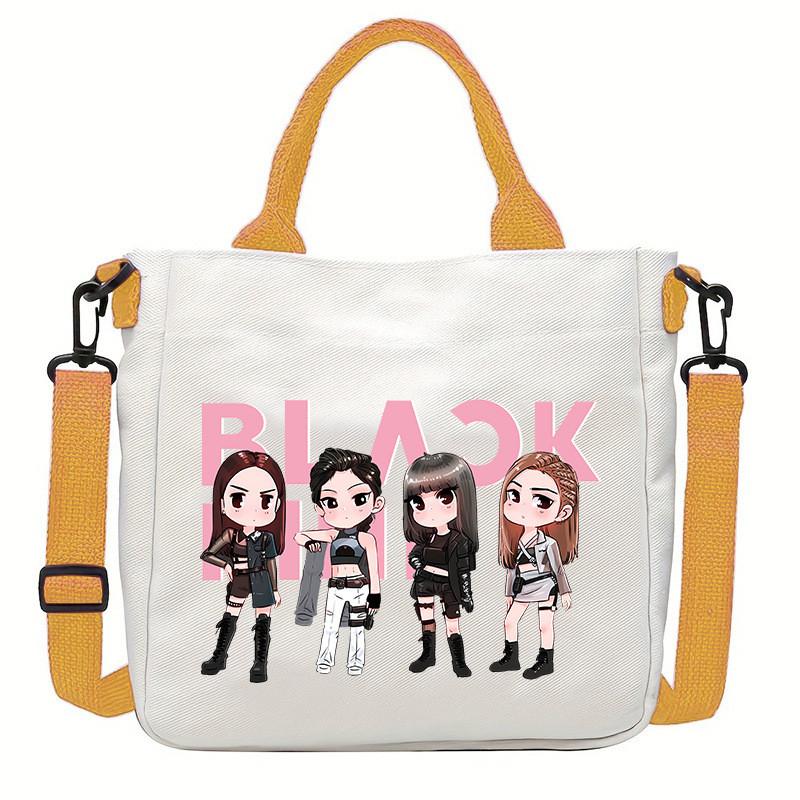Rose Lisa Jennie Jisoo Printed Crossbody Bag Casual Canvas Shoulder Bags
