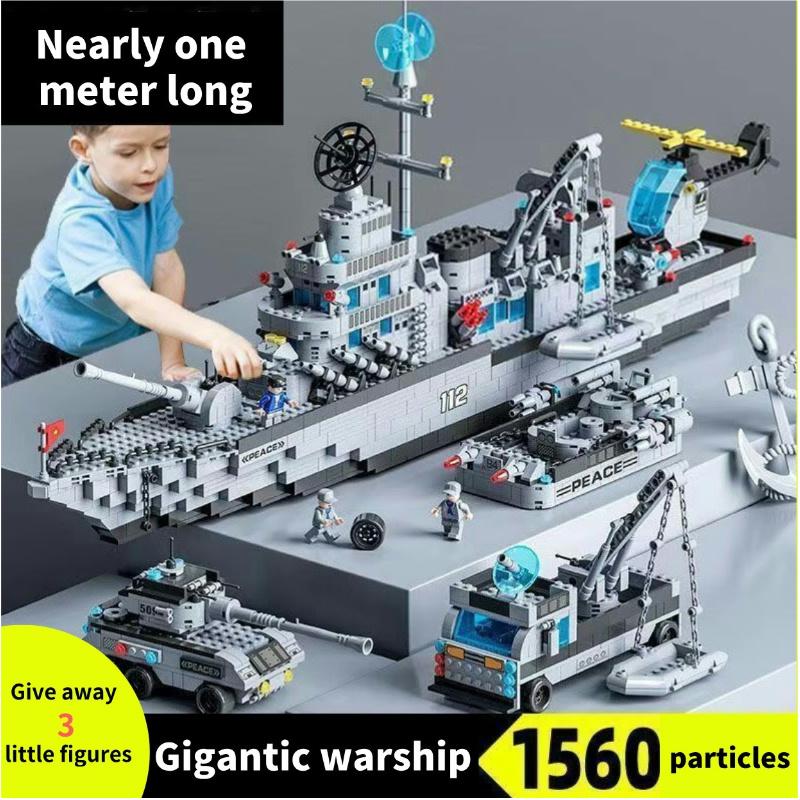 Warship Building Blocks Destroyer Aircraft Carrier Pirate Ship Cruiser Naval Battleship Models Toy for Boys Gifts