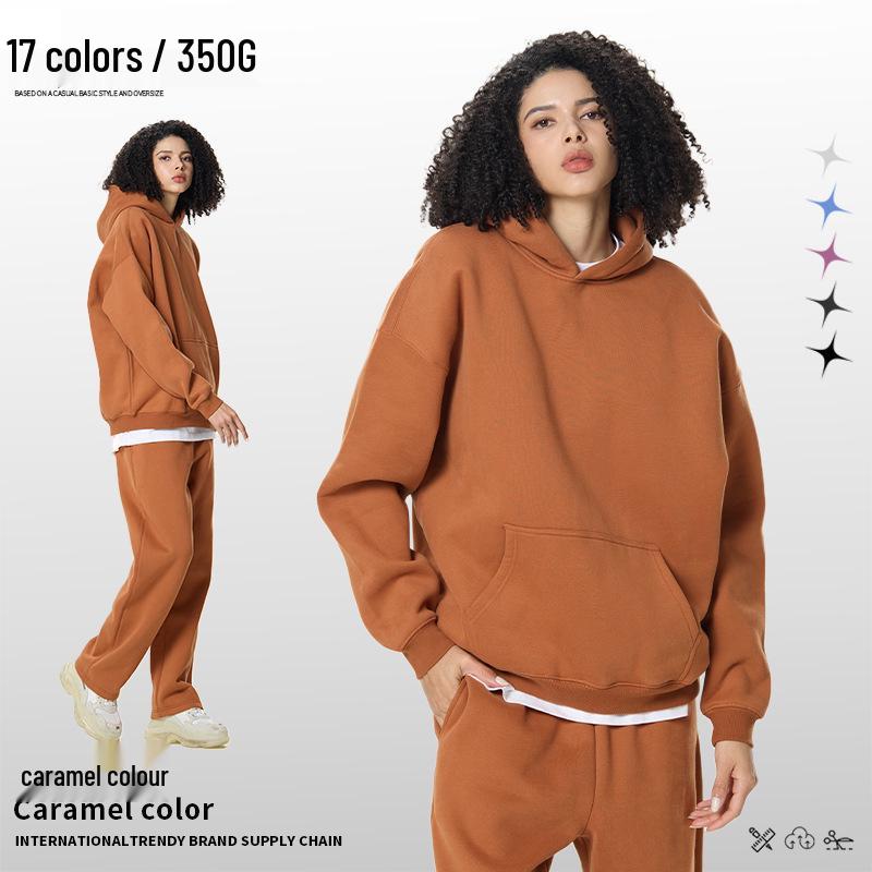 Men's Heavyweight American Trend Hoodie - Solid Color Casual plus Velvet