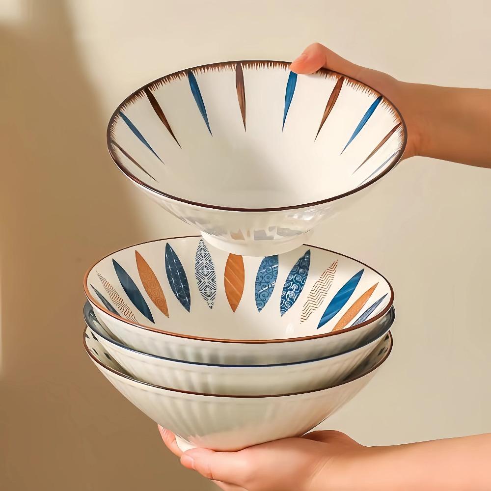 Japonská miska s uchem pro domácnost prémiový smysl ramenová miska 8 palcová velká závitová polévková mísa keramická nudlová mísa speciální velká mísa