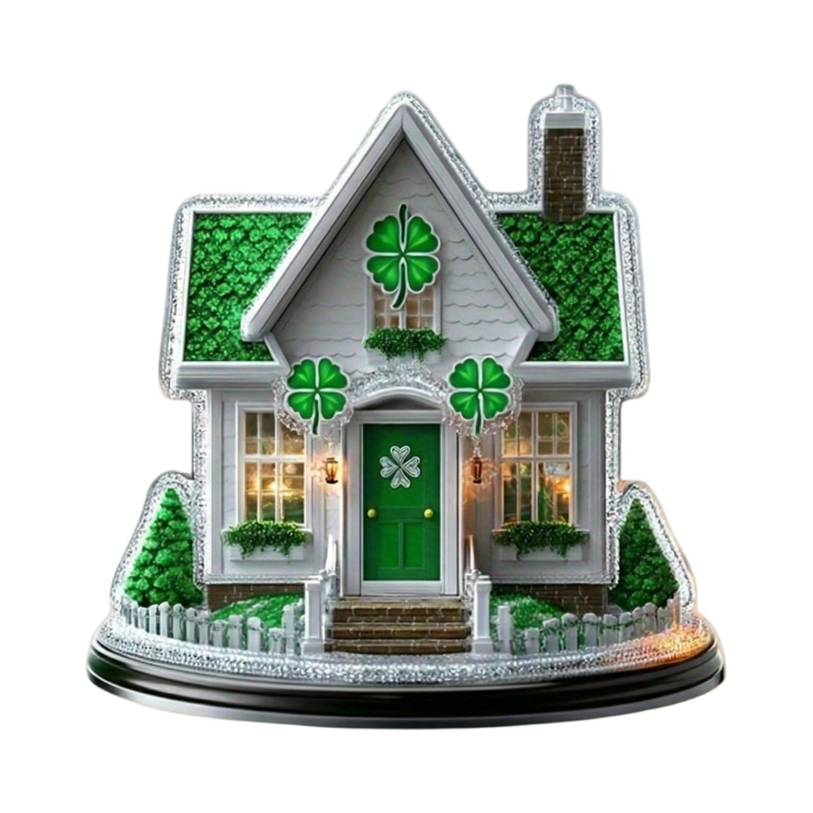 

2D Acrylic Green Roof Small House Desktop Decoration Ornament One Size зелёный