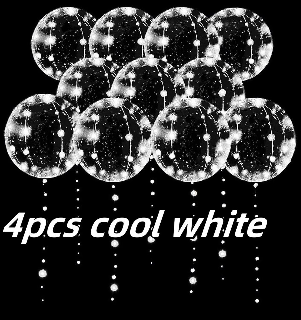 4 st LED-ballonger med ljus lysande transparenta Bobo-ballonger bröllopsfödelsedagsfest dekoration LED-ljusballong