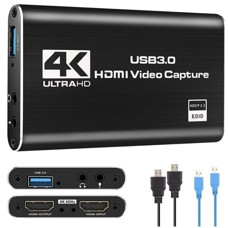 

USB 3.0 to HDMI Video Capture Card 4K, USB 3.0 to HDMI HD Video Game Capture Card, Black чёрный