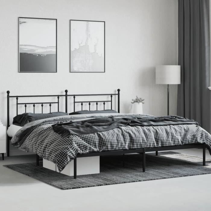VidaXL Cadre de lit métal avec tête de lit noir 193x203 cm 353543