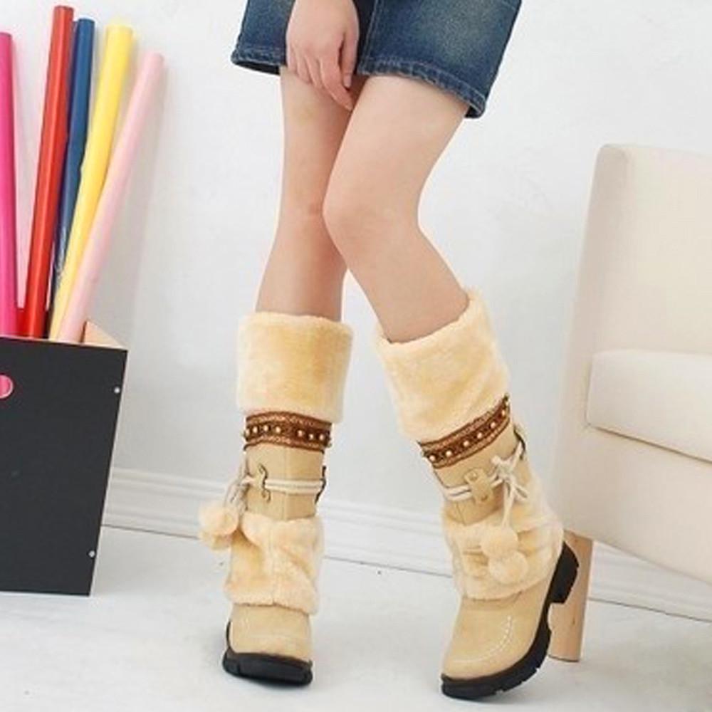 2019 Winter Warm Boots for Women & Ladies Suede Hairball Round Toe Square Heel Shoes Keep Warm Slip-On Snow Boots 2019 Winter Warm Boots for Women & Ladies Suede Hairball Round Toe Square Heel Shoes Keep Warm Slip-On Snow Boots