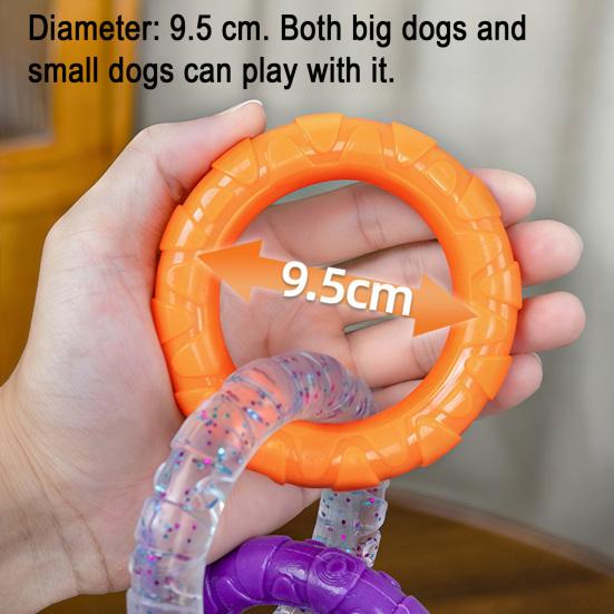 Three-Ring Dog Toy Interactive Dog Tug of War Toy Connected Rings Dog Chew Toy for Puppy Teething Biting Teeth Cleaning