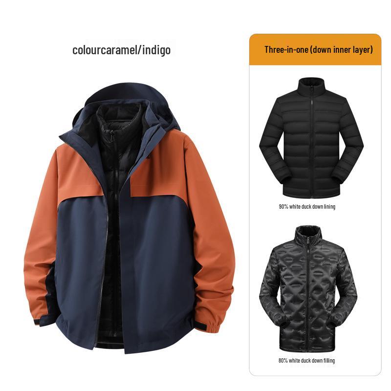 Anpassbares Team Windbreaker Set: Outdoor Drei-in-Eins mit Logodruck und herausnehmbarem Daunenfutter