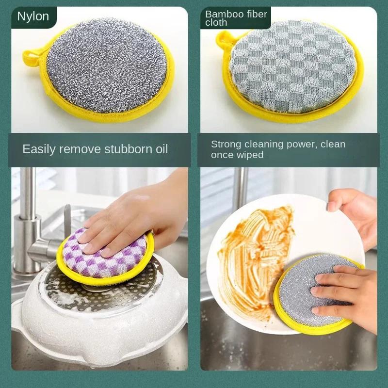 5/10pcs Multi functional double-sided non stick cleaning sponge,non stick oil,reusable pot brush,thickened,kitchen cleaning tool