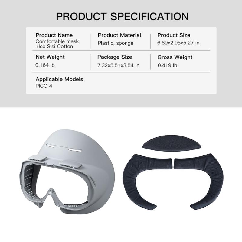 Lightproof Facial Cushion Interface Brackets for Pico 4 VR Headset Ice Cloth/PU Pads Frame Face Cushion Pads Accessory